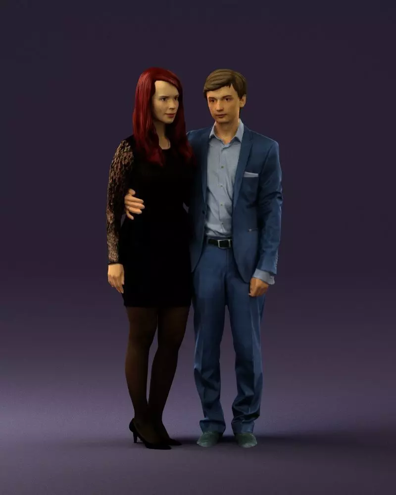 002056 Evening couple 0668 STL Miniature 3D print model