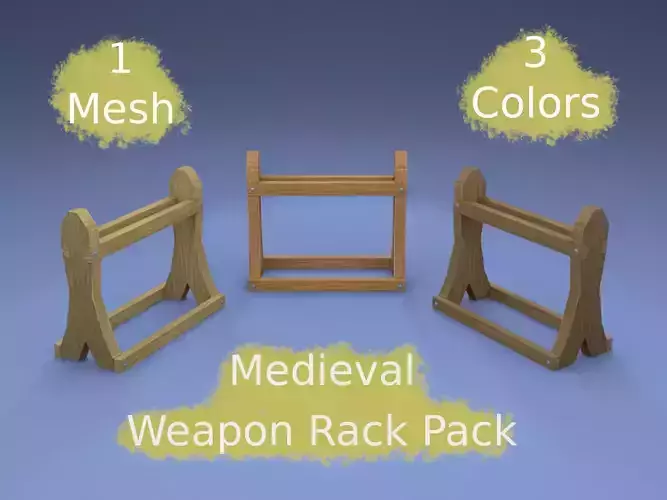 Hand-painted Medieval Weapon Rack Free low-poly 3D model