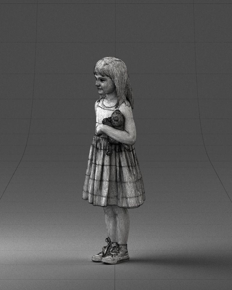 Girl with toy cat 0130 3D model_29
