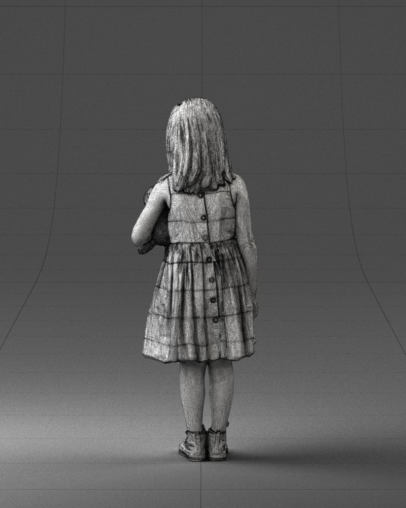 Girl with toy cat 0130 3D model_20