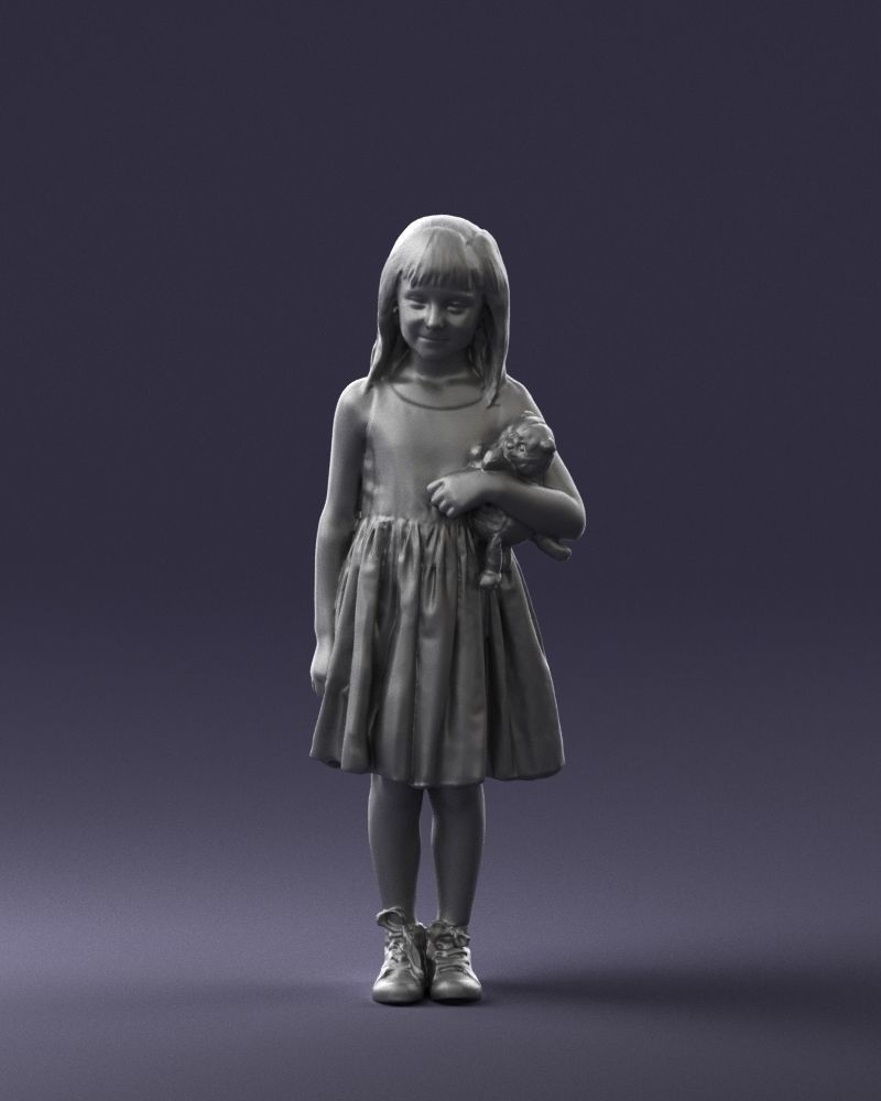 Girl with toy cat 0130 3D model_34