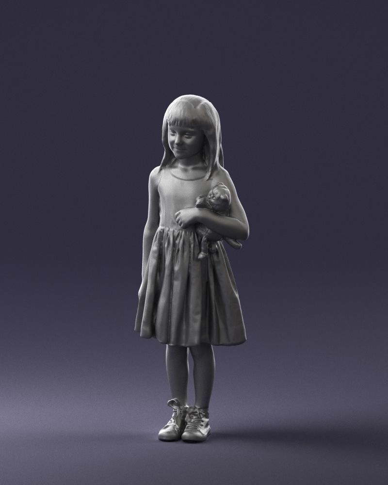 Girl with toy cat 0130 3D model_31