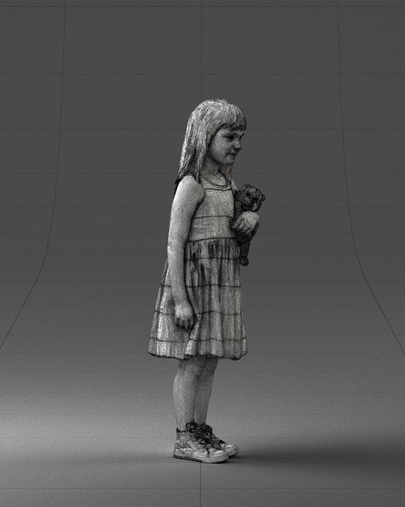 Girl with toy cat 0130 3D model_11