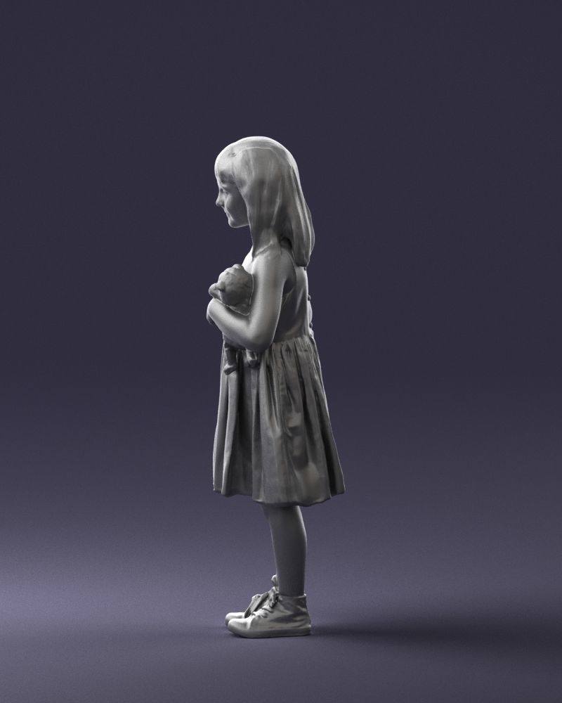 Girl with toy cat 0130 3D model_25