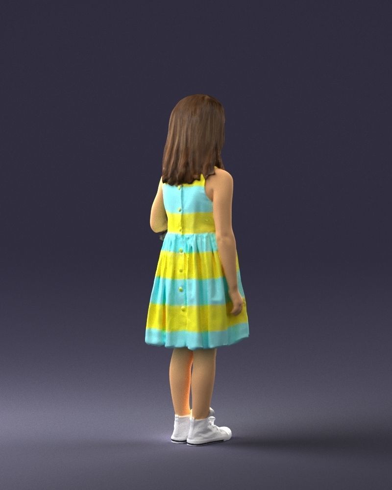 Girl with toy cat 0130 3D model_15