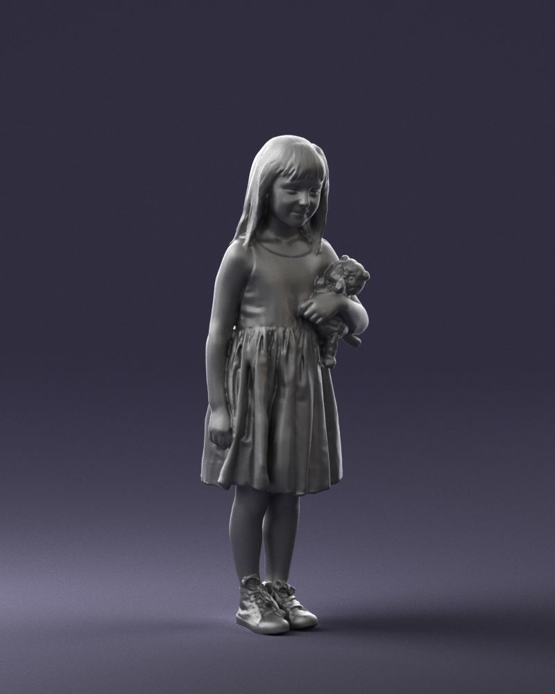 Girl with toy cat 0130 3D model_7
