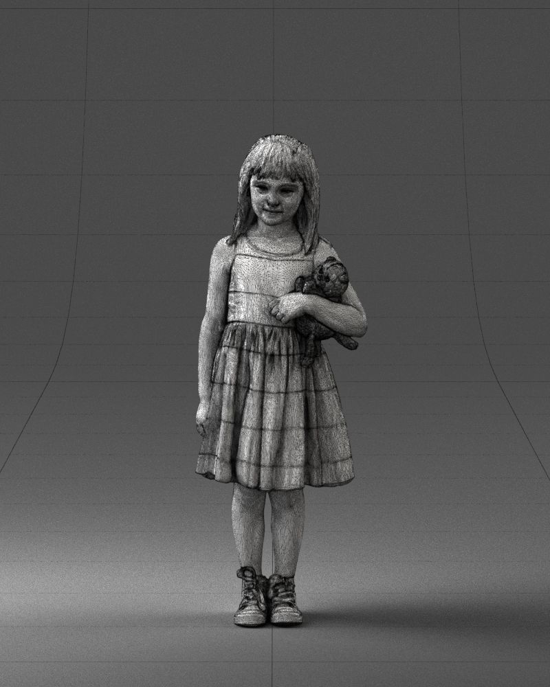 Girl with toy cat 0130 3D model_35