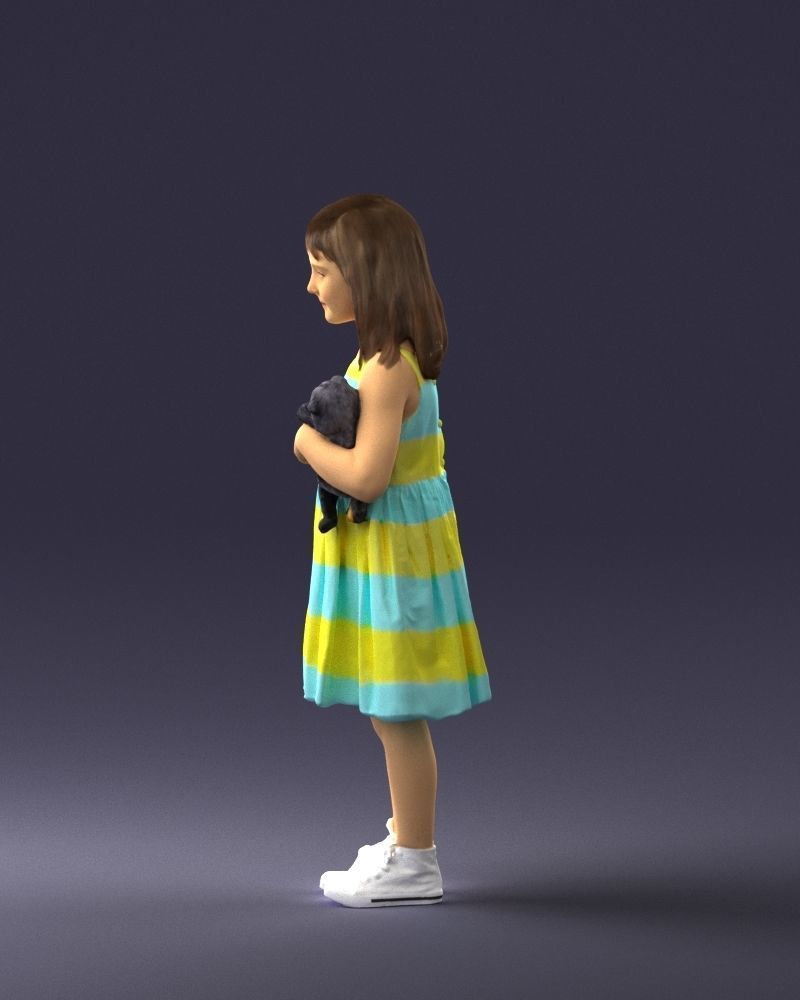 Girl with toy cat 0130 3D model_24