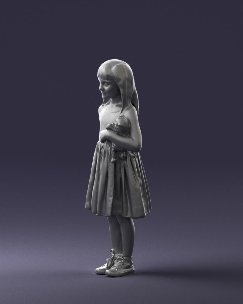 Girl with toy cat 0130 3D model_28
