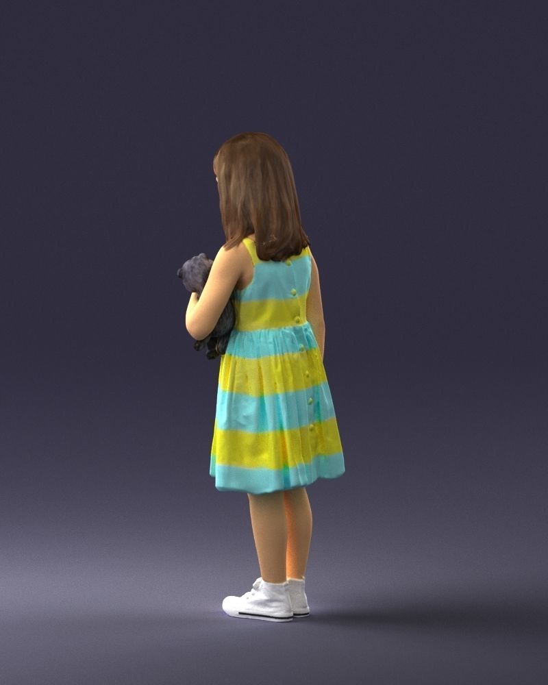 Girl with toy cat 0130 3D model_21
