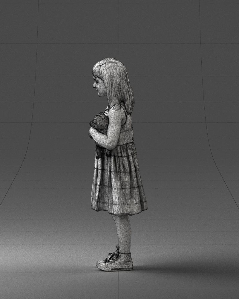 Girl with toy cat 0130 3D model_26