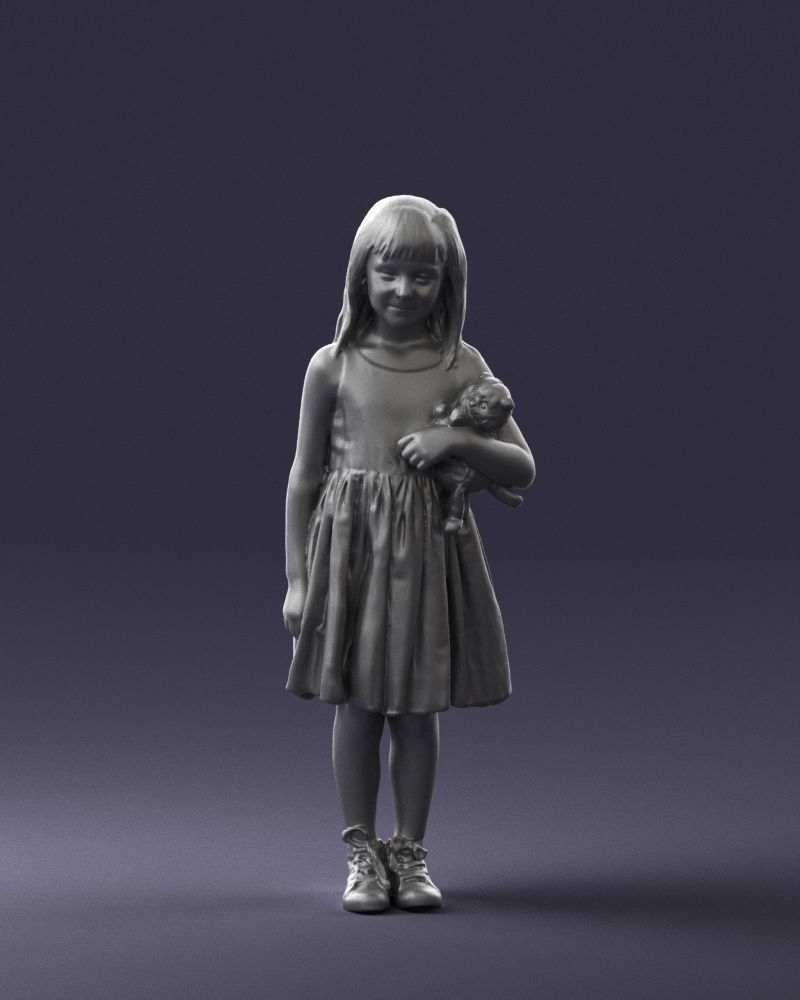 Girl with toy cat 0130 3D model_1