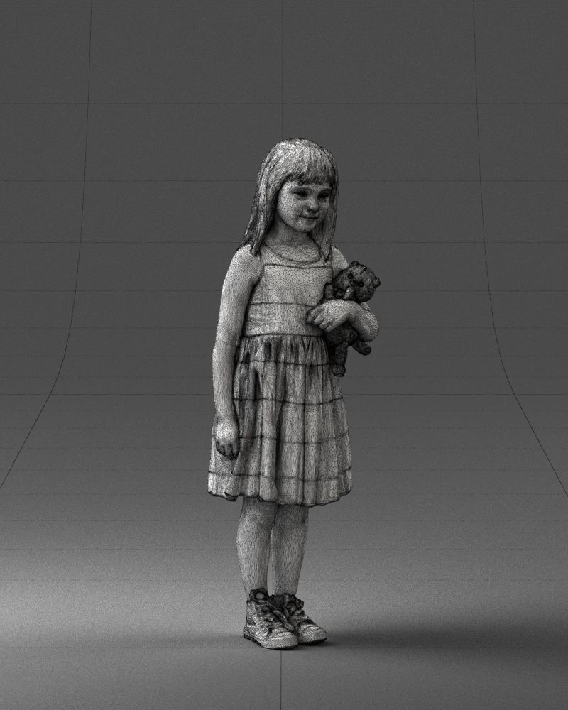 Girl with toy cat 0130 3D model_8
