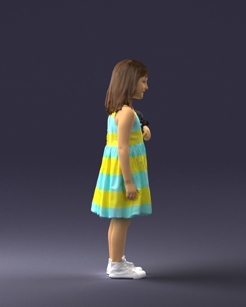 Girl with toy cat 0130 3D model_12