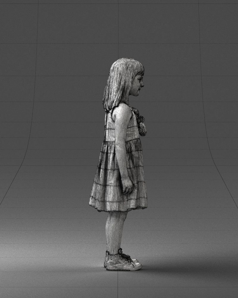 Girl with toy cat 0130 3D model_14