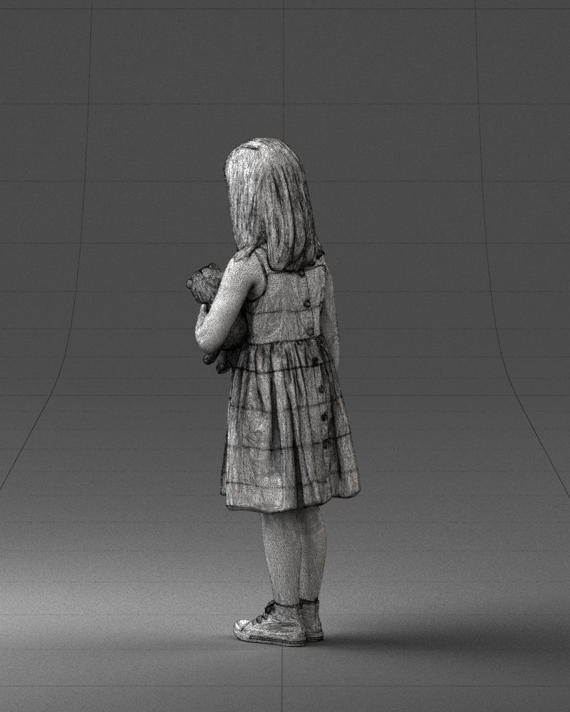 Girl with toy cat 0130 3D model_23