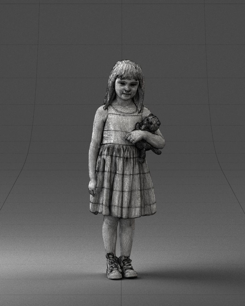 Girl with toy cat 0130 3D model_5