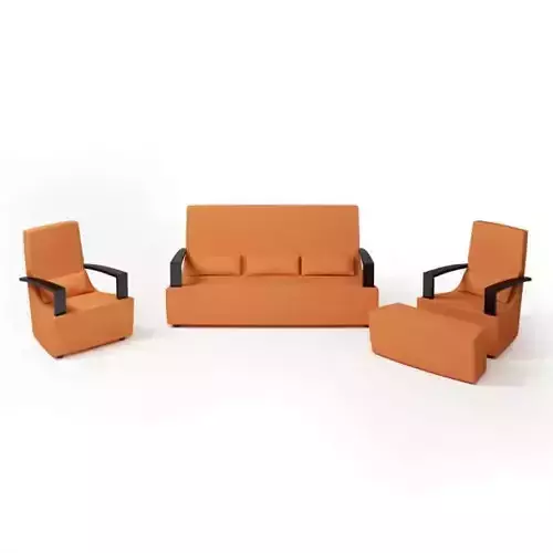 Orange Sofa And Armchairs Set