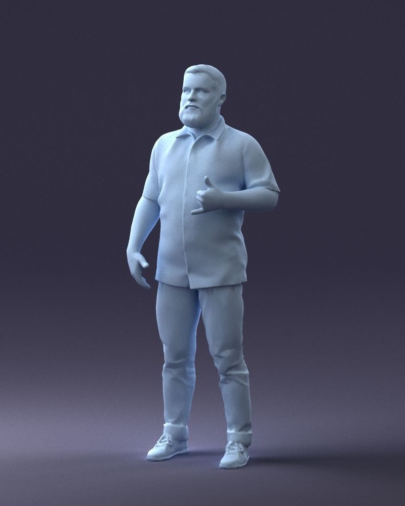 000216 Bearded Man in Hawaiian Shirt Realistic Scan 1121 3D model_31