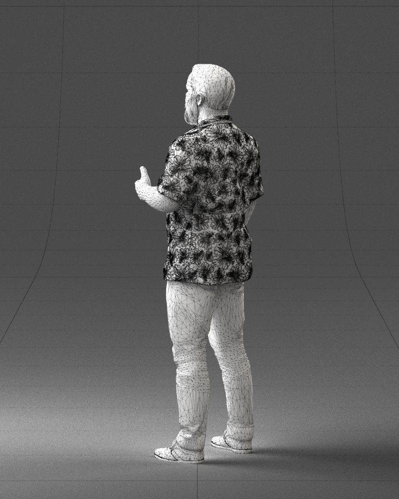 000216 Bearded Man in Hawaiian Shirt Realistic Scan 1121 3D model_23