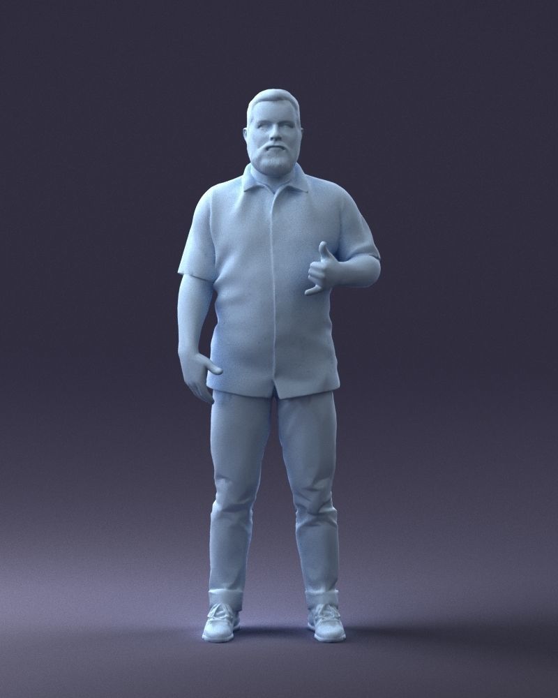 000216 Bearded Man in Hawaiian Shirt Realistic Scan 1121 3D model_37