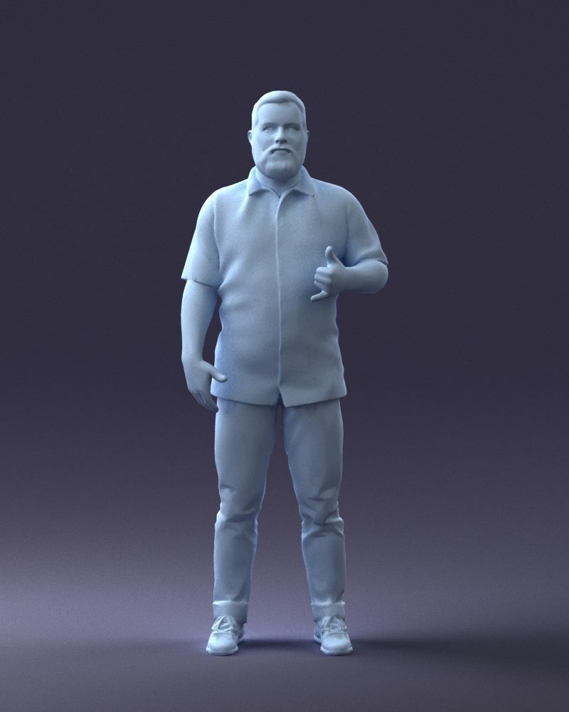 000216 Bearded Man in Hawaiian Shirt Realistic Scan 1121 3D model_1