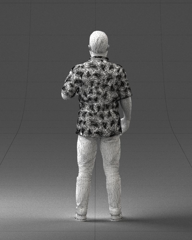000216 Bearded Man in Hawaiian Shirt Realistic Scan 1121 3D model_20