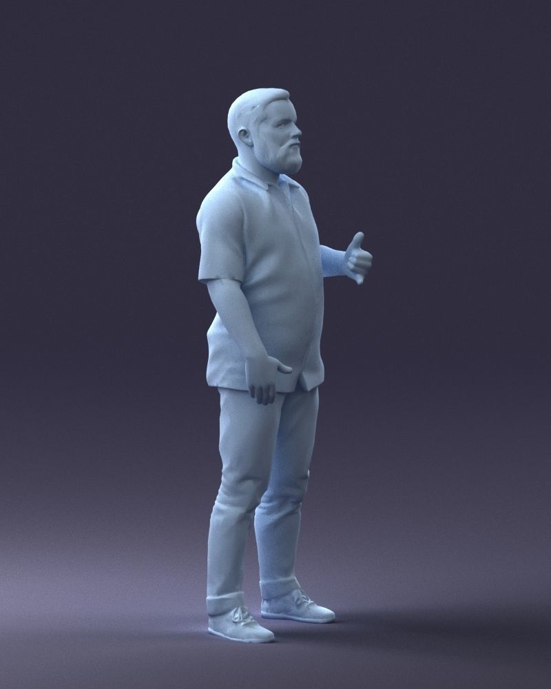 000216 Bearded Man in Hawaiian Shirt Realistic Scan 1121 3D model_10