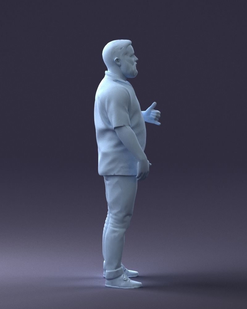 000216 Bearded Man in Hawaiian Shirt Realistic Scan 1121 3D model_13