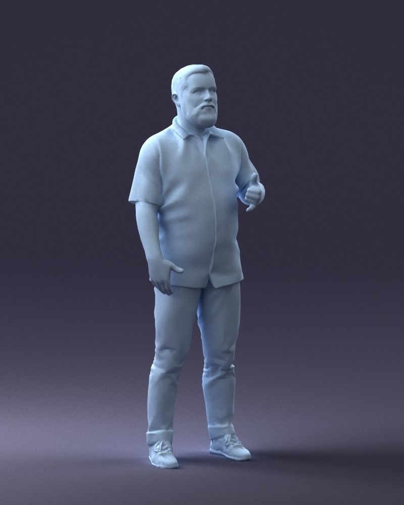 000216 Bearded Man in Hawaiian Shirt Realistic Scan 1121 3D model_7