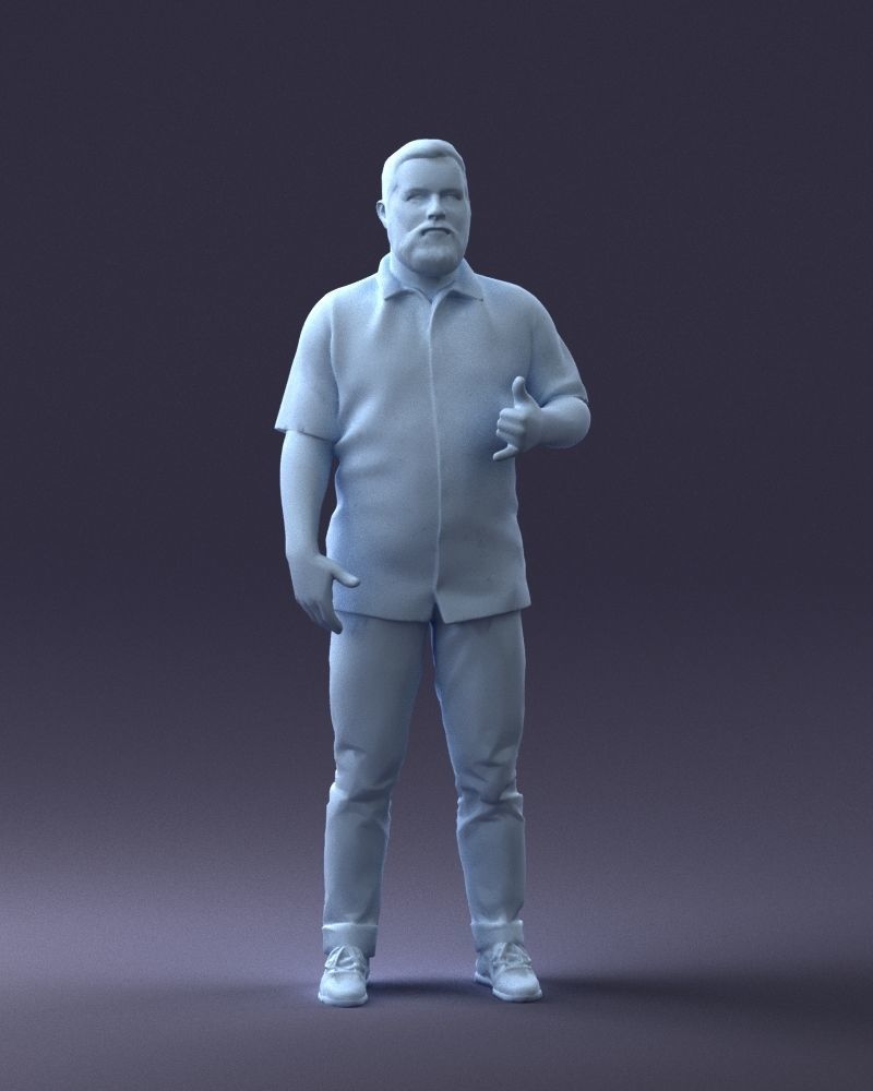 000216 Bearded Man in Hawaiian Shirt Realistic Scan 1121 3D model_4