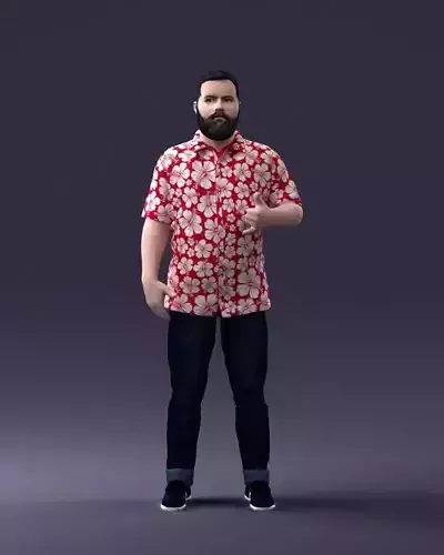 000216 Bearded Man in Hawaiian Shirt Realistic Scan 1121