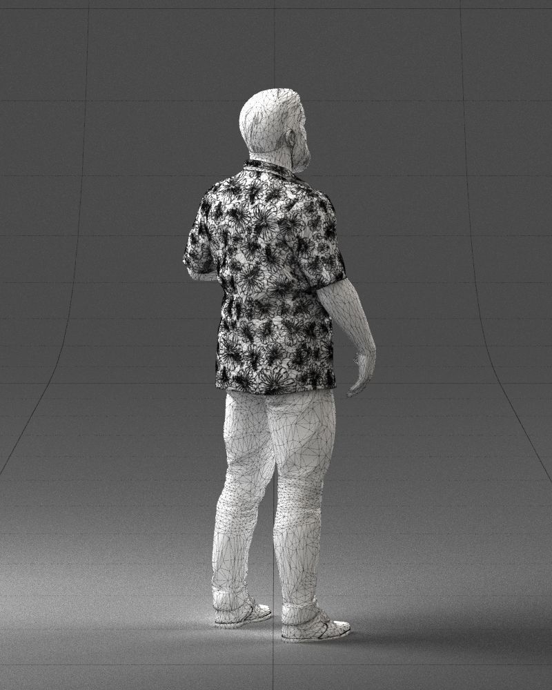 000216 Bearded Man in Hawaiian Shirt Realistic Scan 1121 3D model_17