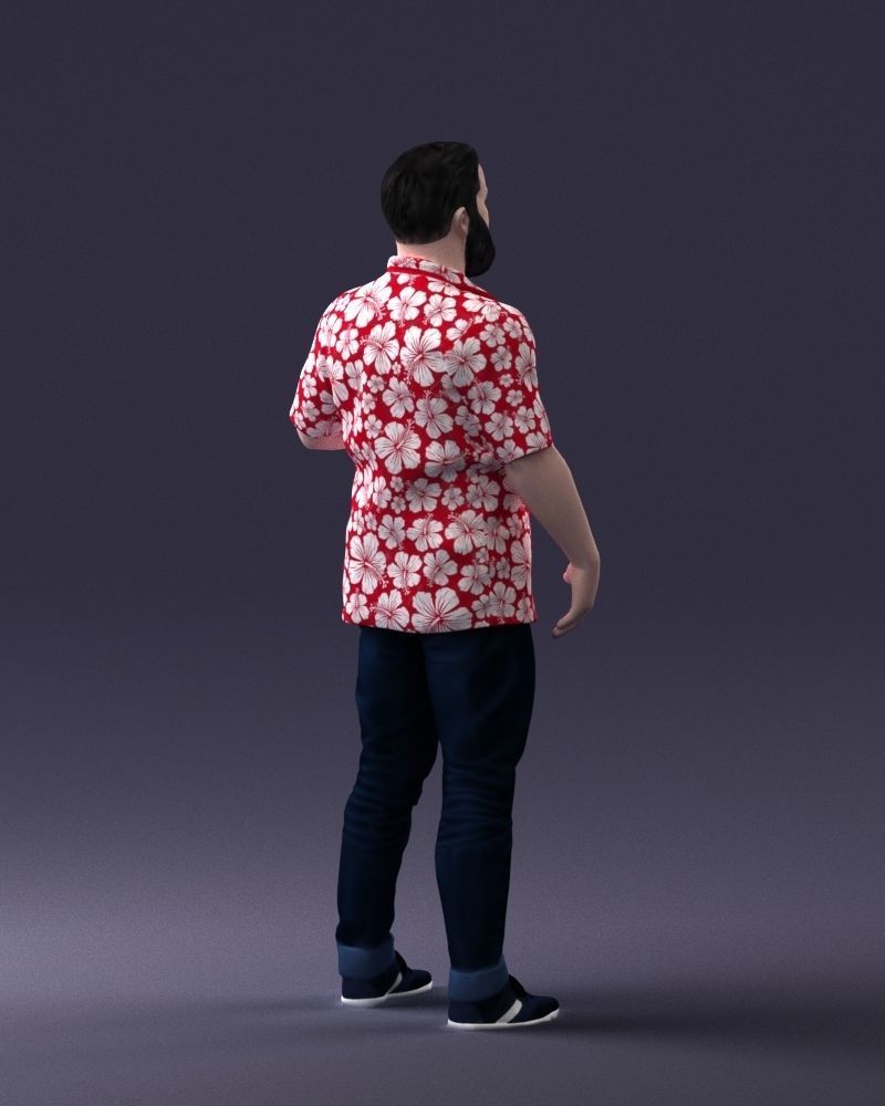 000216 Bearded Man in Hawaiian Shirt Realistic Scan 1121 3D model_15