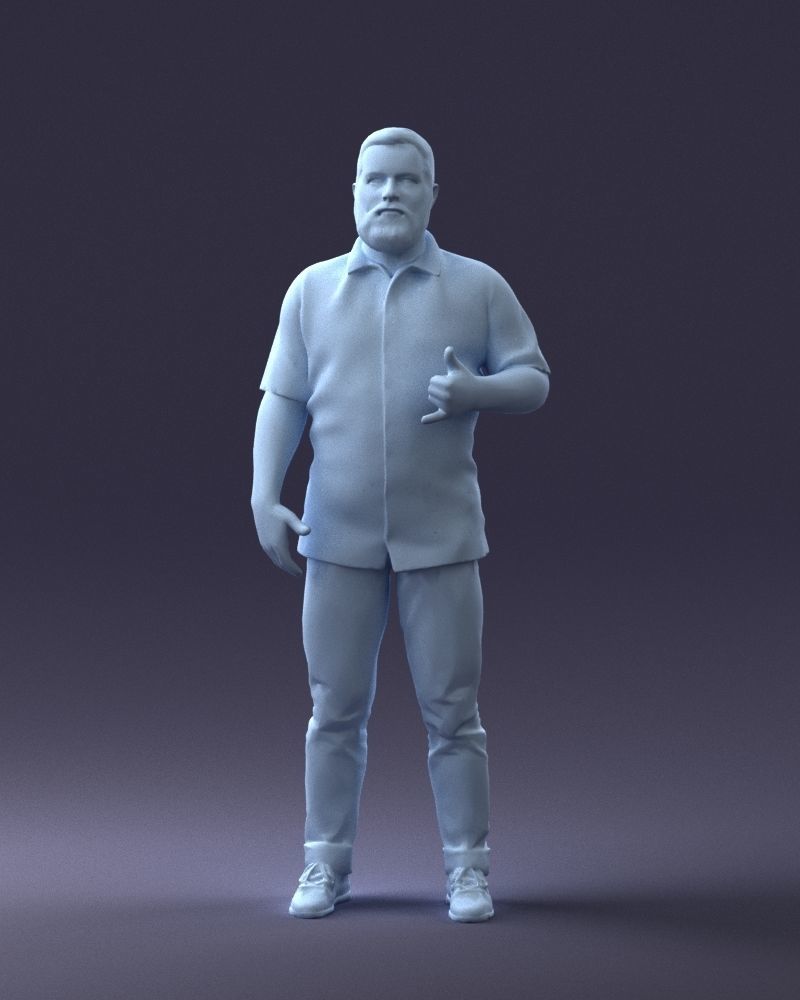 000216 Bearded Man in Hawaiian Shirt Realistic Scan 1121 3D model_34