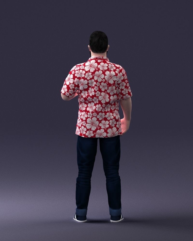 000216 Bearded Man in Hawaiian Shirt Realistic Scan 1121 3D model_18