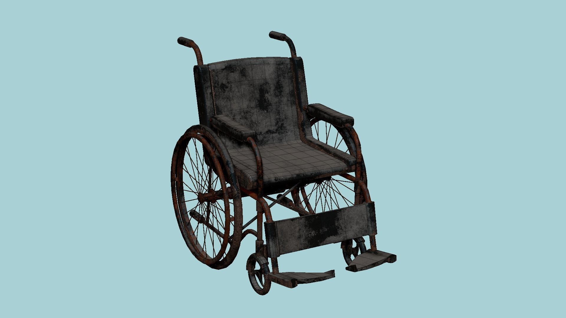 Wheelchair 09 Abandoned - Character Design Accessory Inclusive Low-poly 3D model_6