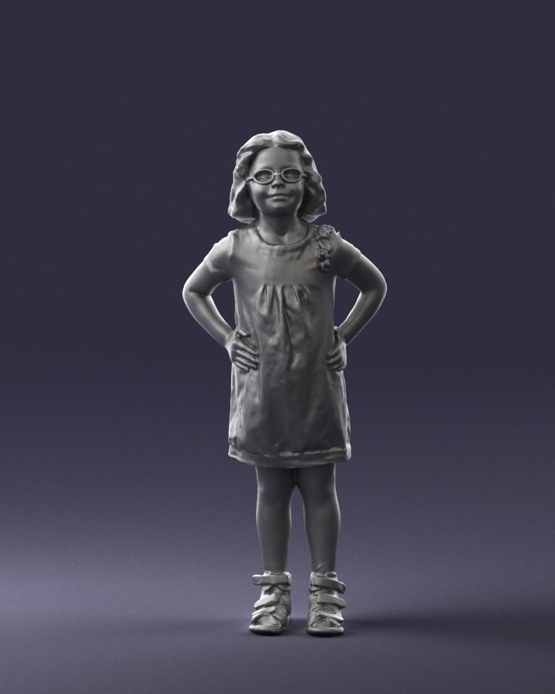 Little girl in a pink sundress and glasses 0163 3D model_34