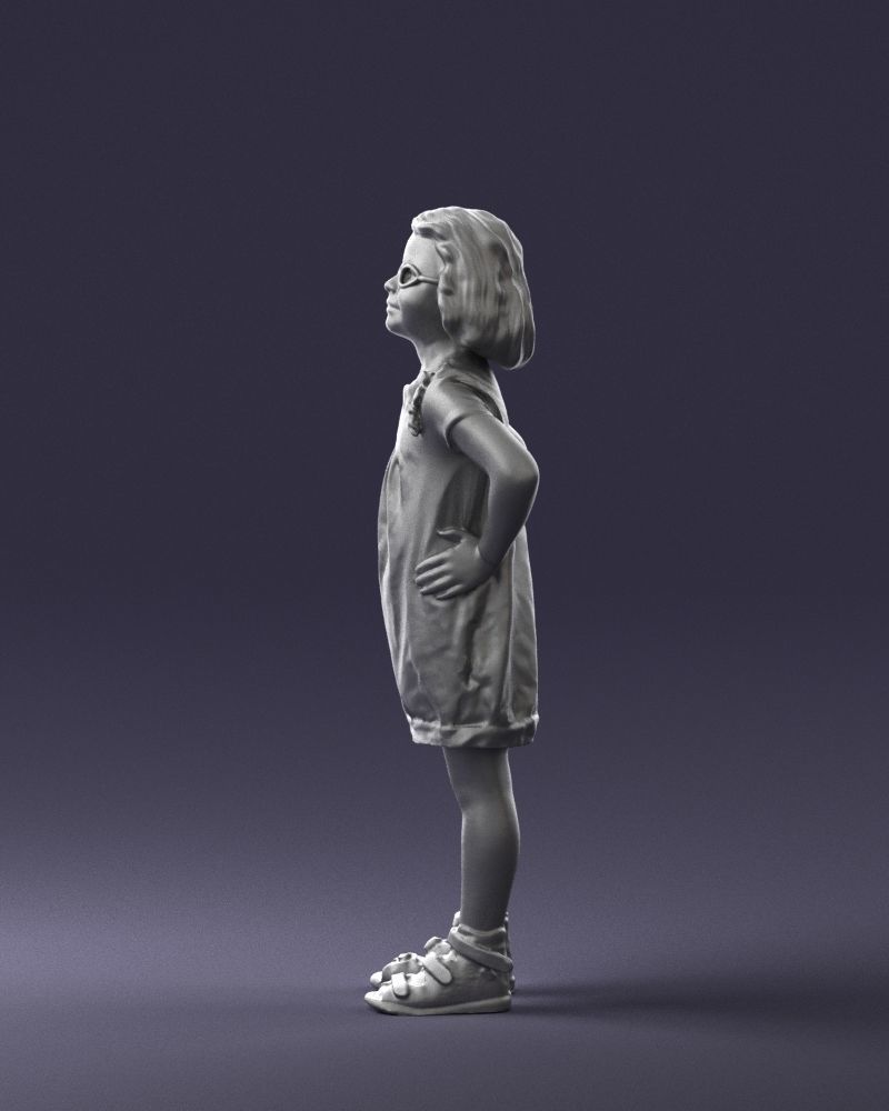 Little girl in a pink sundress and glasses 0163 3D model_25