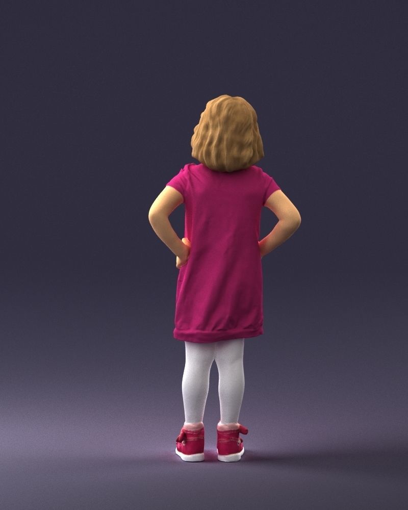 Little girl in a pink sundress and glasses 0163 3D model_18