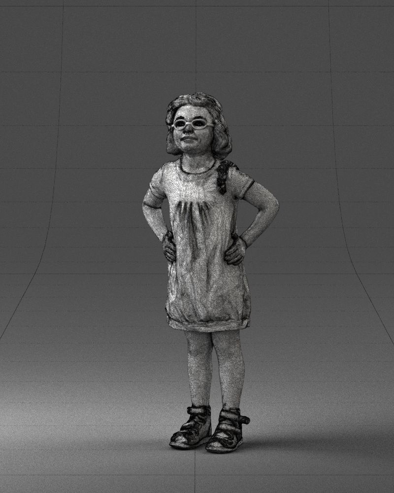 Little girl in a pink sundress and glasses 0163 3D model_32
