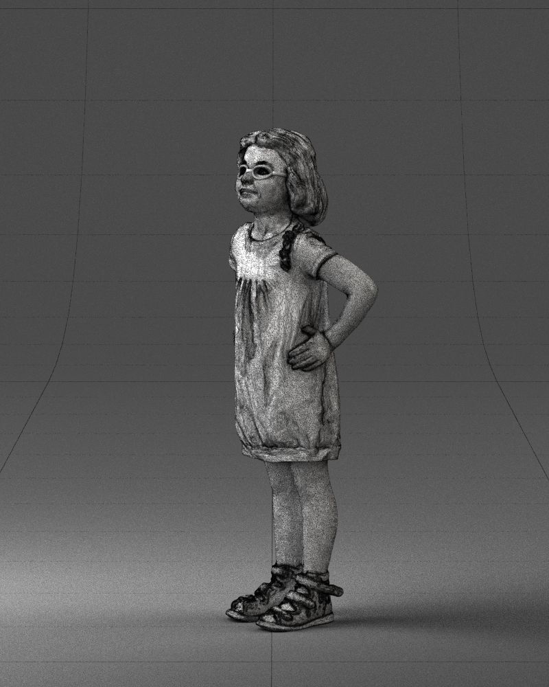 Little girl in a pink sundress and glasses 0163 3D model_29