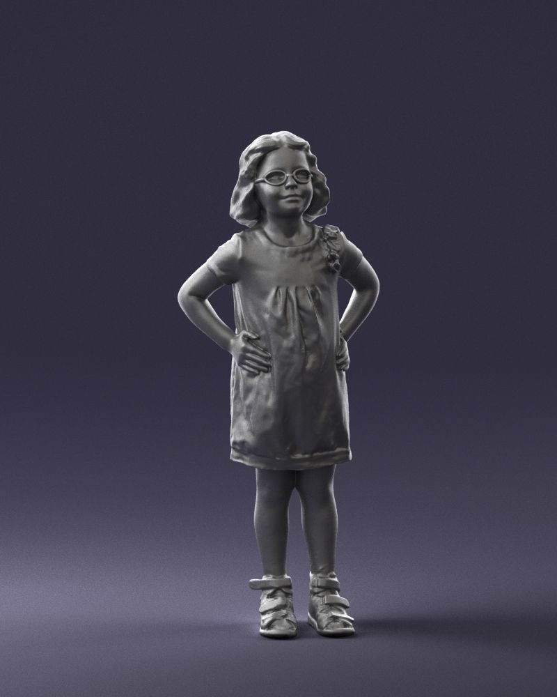 Little girl in a pink sundress and glasses 0163 3D model_4