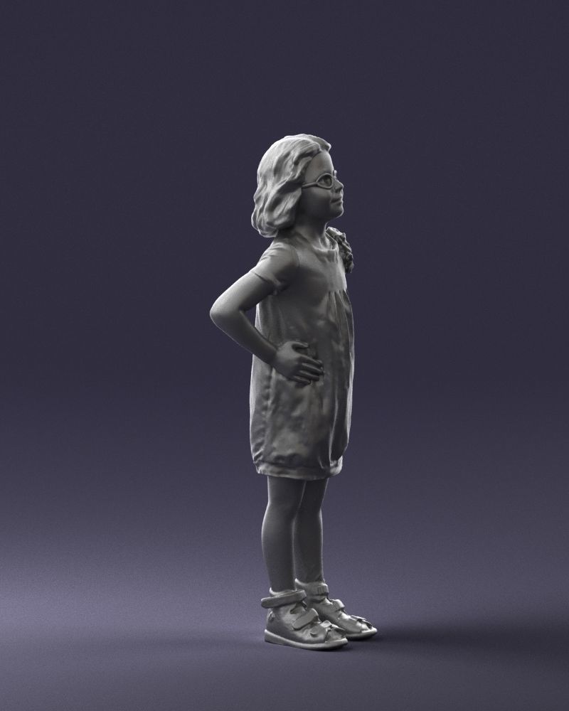 Little girl in a pink sundress and glasses 0163 3D model_10