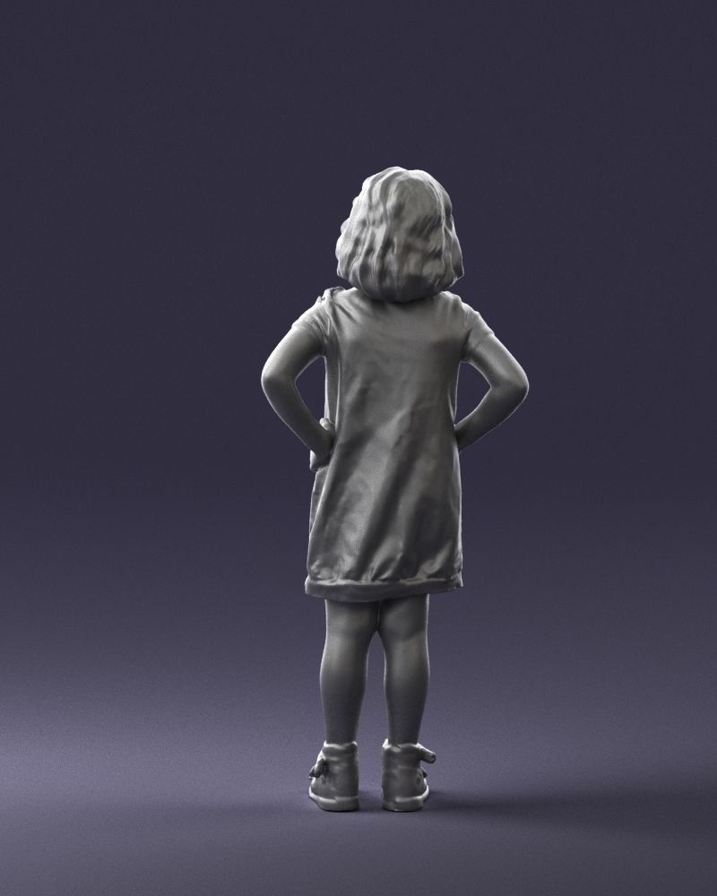 Little girl in a pink sundress and glasses 0163 3D model_19
