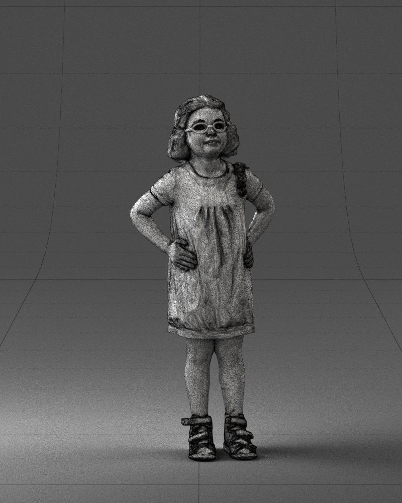 Little girl in a pink sundress and glasses 0163 3D model_5