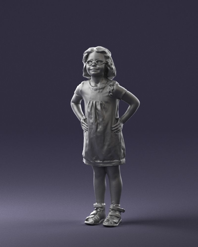 Little girl in a pink sundress and glasses 0163 3D model_31