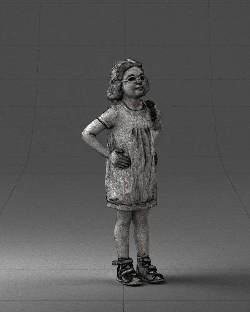 Little girl in a pink sundress and glasses 0163 3D model_8