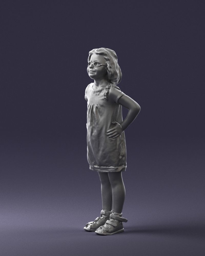 Little girl in a pink sundress and glasses 0163 3D model_28