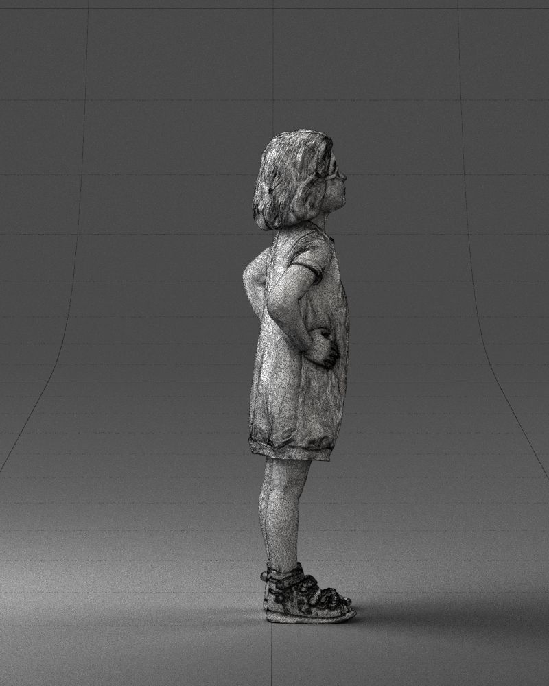 Little girl in a pink sundress and glasses 0163 3D model_14